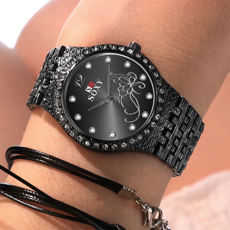 Relogio Feminino SOXY модные роскошные женские часы цветок бабочка мода горный хрусталь