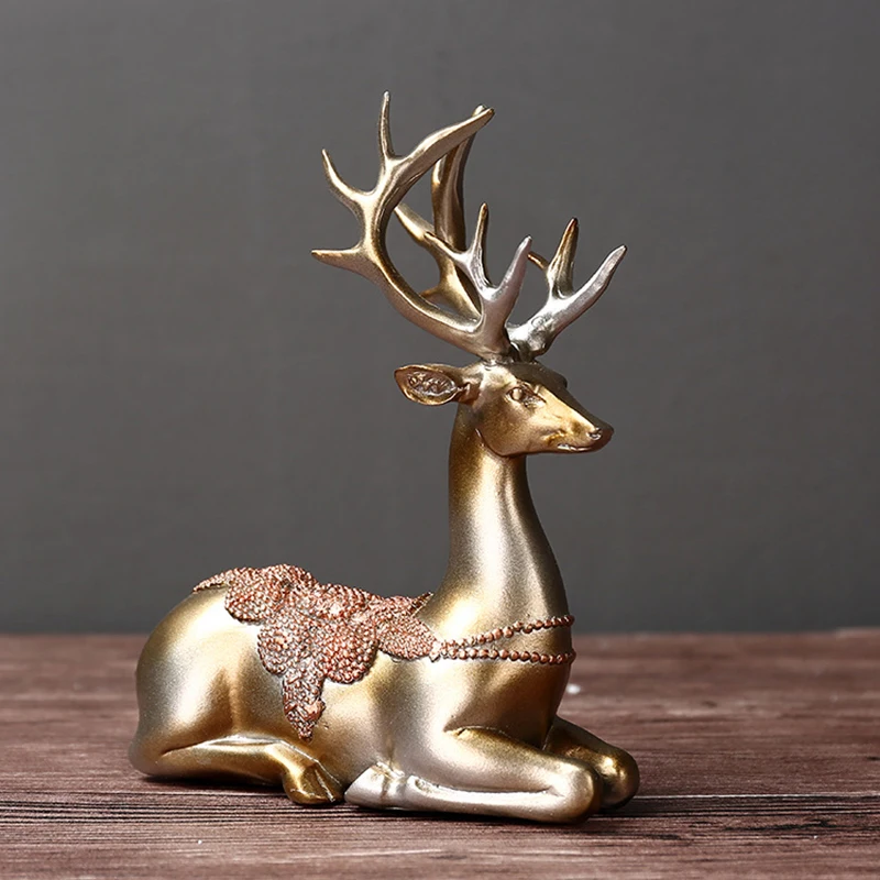 Artificial Reindeers Wedding Decoration Figurines Miniatures Resin Ornament Vintage Home Decor Accessories Valentines Day Gifts