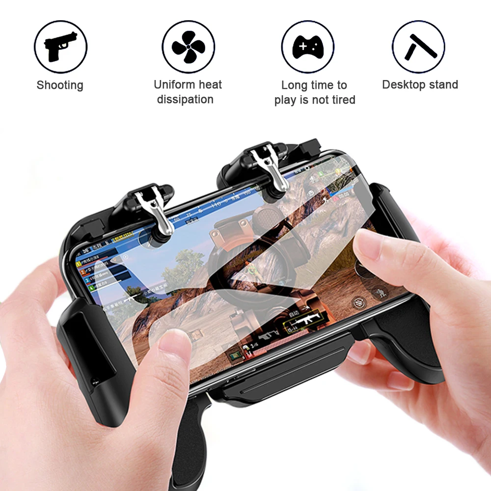 

H6 PUBG Mobile Phone Game Gaming Controller Joystick Cooling Cooler Fan Gamepad for IPhone SamSung Xiaomi Metal L1 R1 Trigger