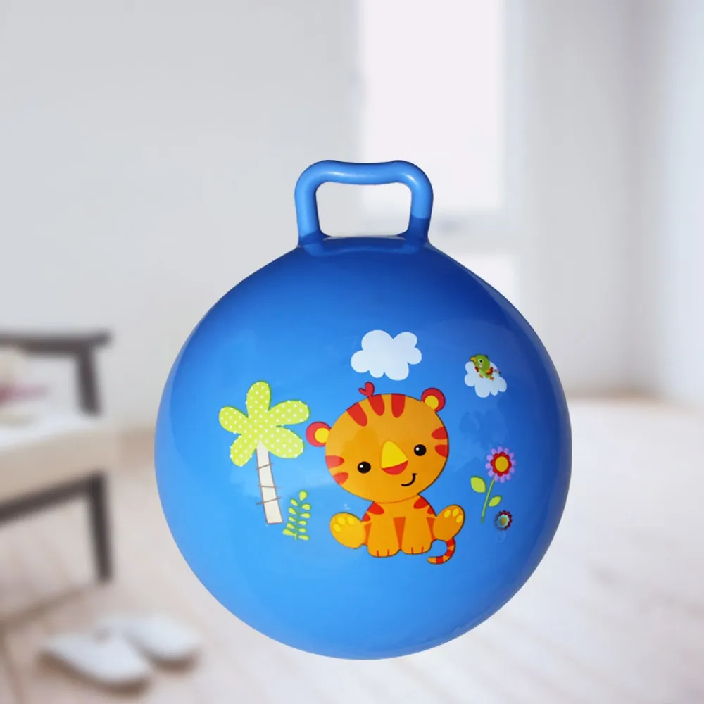1 шт. надувной прыгающий шар спортивная игрушка разноцветные Мультяшные животные развивающие игрушки мяч для детей игрушка 10 дюймов - Цвет: Синий