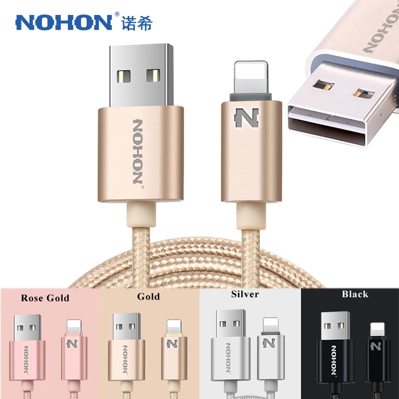 Nohon N светодиодный 8-контактный USB кабель 1 м кабель для зарядки и синхронизации данных металлический плетеный провод для Lightning iPhone X 8 7 6s 6 plus 5 5S iPad