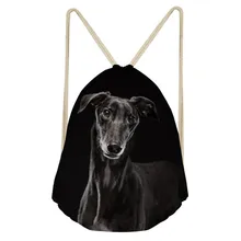NOISYDESIGNS 3D Animal Dog Dark Grey Italian Greyhound Printed School Girls Drawstring Bag Women greyhound galgo supreme bag