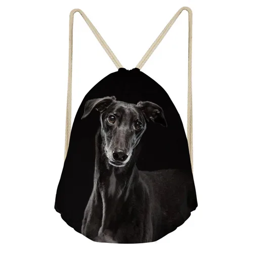 NOISYDESIGNS 3D Animal Dog Dark Grey Italian Greyhound Printed School Girls font b Drawstring b font