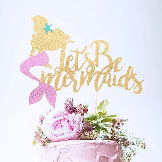 Let-s-Be-Mermaids-Cake-Topper-Flash-Gold-Paper-Cupcake-Flag-Baby-Shower-Wedding-Birthday-Mermaids.jpg_640x640