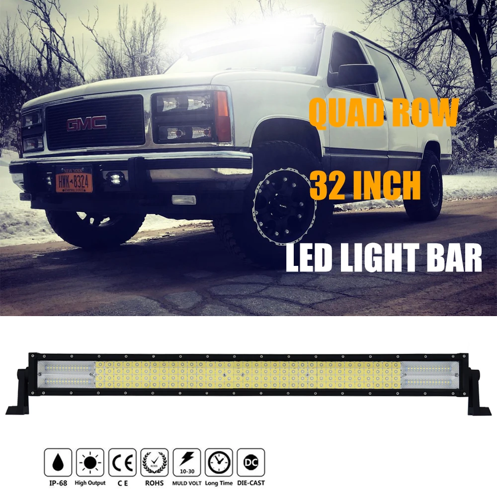

32 Inch 4-Row 8D LED Light Bar 564W Curved Led Bar Auto LED Work Light 12V Combo Beam for Offroad SUV ATV Truck 4x4 Uaz JEEP
