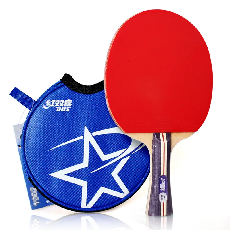 DHS Table Tennis Racket (1002, 1006) with Rubber (pips in) + Bag Case 1