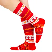 Модные рождественские повседневные Хлопковые вязаные носки с героями мультфильмов теплые зимние мужские женские носки