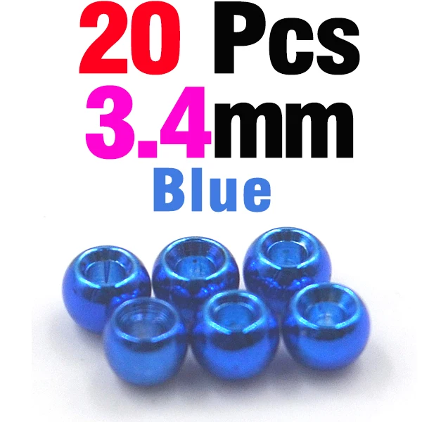 MNFT 20 шт. латунь мушек шарик шарики высокого качества рыболовные снасти Размеры 2 мм 2,4 мм 2,8 мм 3,2 мм 3,4 мм 3,8 мм - Цвет: 20P 3dot4 Blue