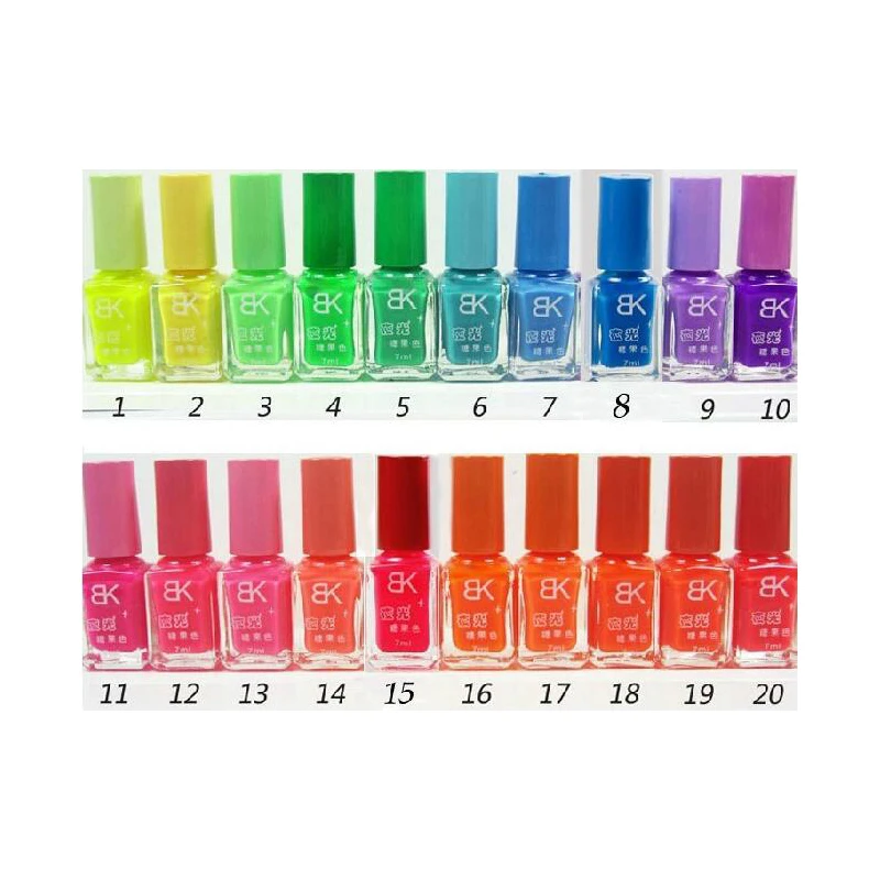 20 colors candy nail art luminous paint nail polish neon nail lacquer luminous fluorescent nail