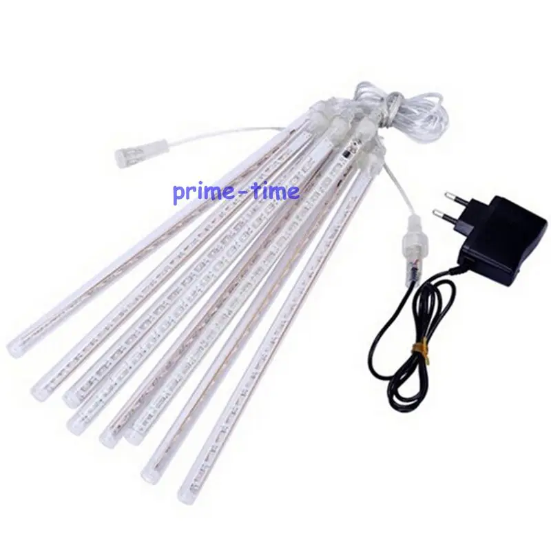 

50cm 30cm 8 Tubes LED Meteor Shower Rain Lights Icicle Snow Raindrop lamp for Christmas Waterproof + Power adapter Free shipp