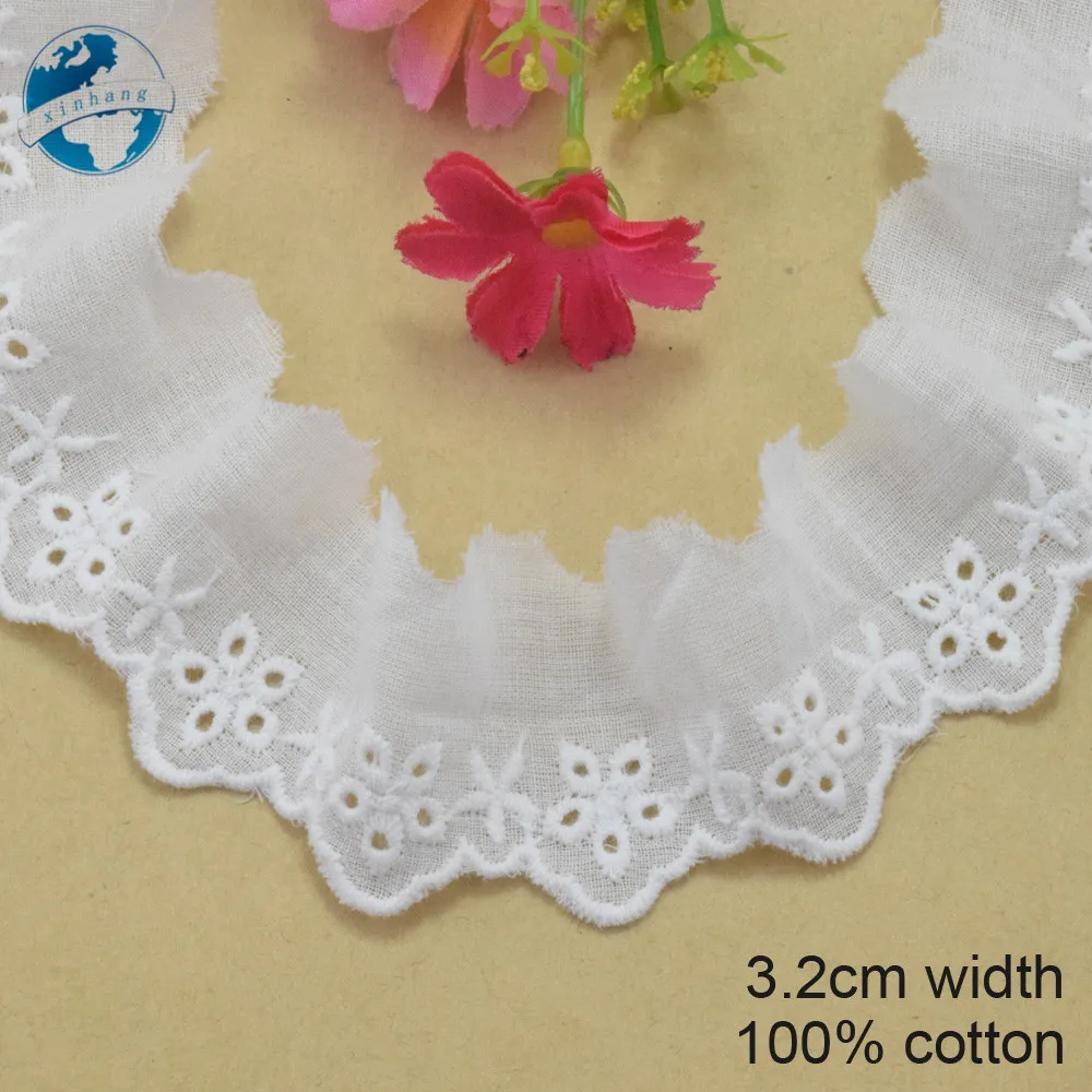 3.2cm White 100 Cotton Embroidery Lace French Lace Ribbon Fabric