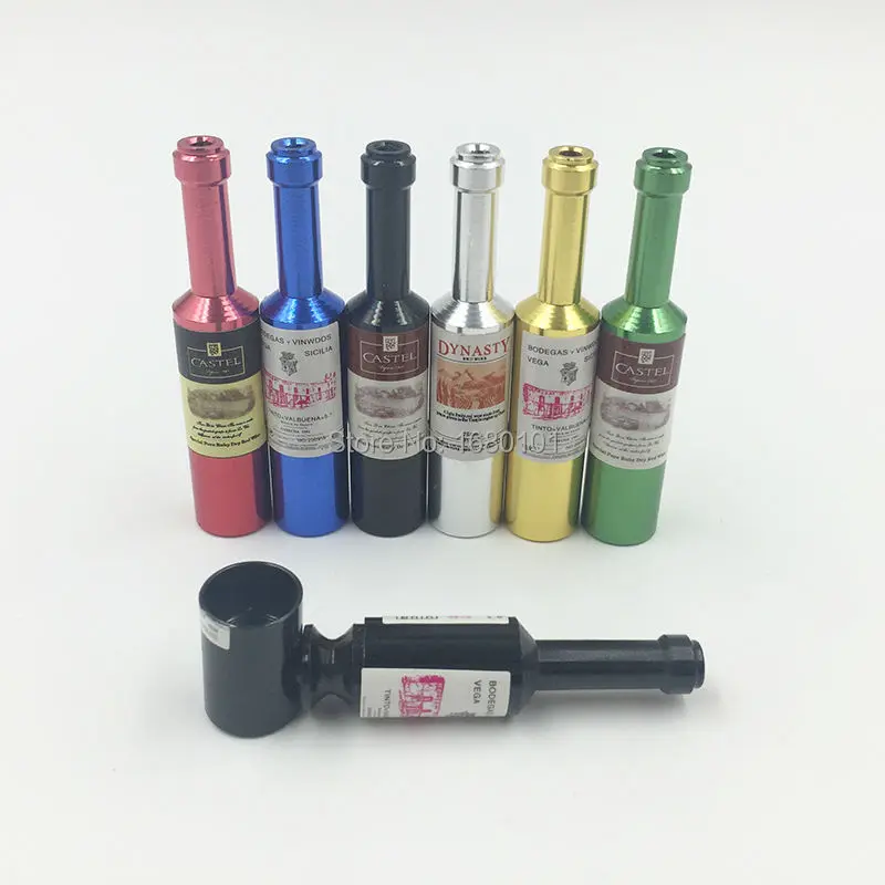 

Weed Grinder Smoke Mini Red wine bottle shape smoke Metal Pipes Portable Creative Smoking Pipe Herb Tobacco Pipes Gifts Narguile