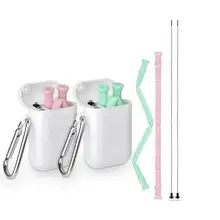 Складная Силиконовая трубочка многоразовые металлическая соломинка Цвет расширяемый питьевой соломы подходит для использования на улице, аксессуары для кухонного бара