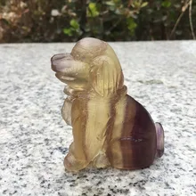 Природный Рок-кристалл статуэтка ручной работы флюорит Камень Статуя Собаки для подарка