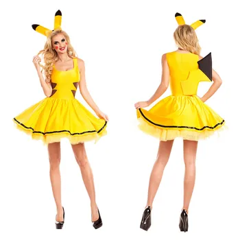 

Pikachu Costume Halloween Women Fancy Dress Sexy Cute Anime Cosplay Party Wear Girls Holiday Festival Dance Clothes For Adult