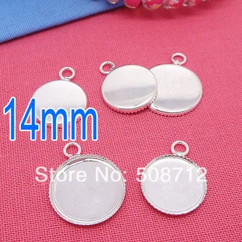 

200piece/lot silver plated 14mm cabochon setting teeth bezels pendant base blanks for jewelry making