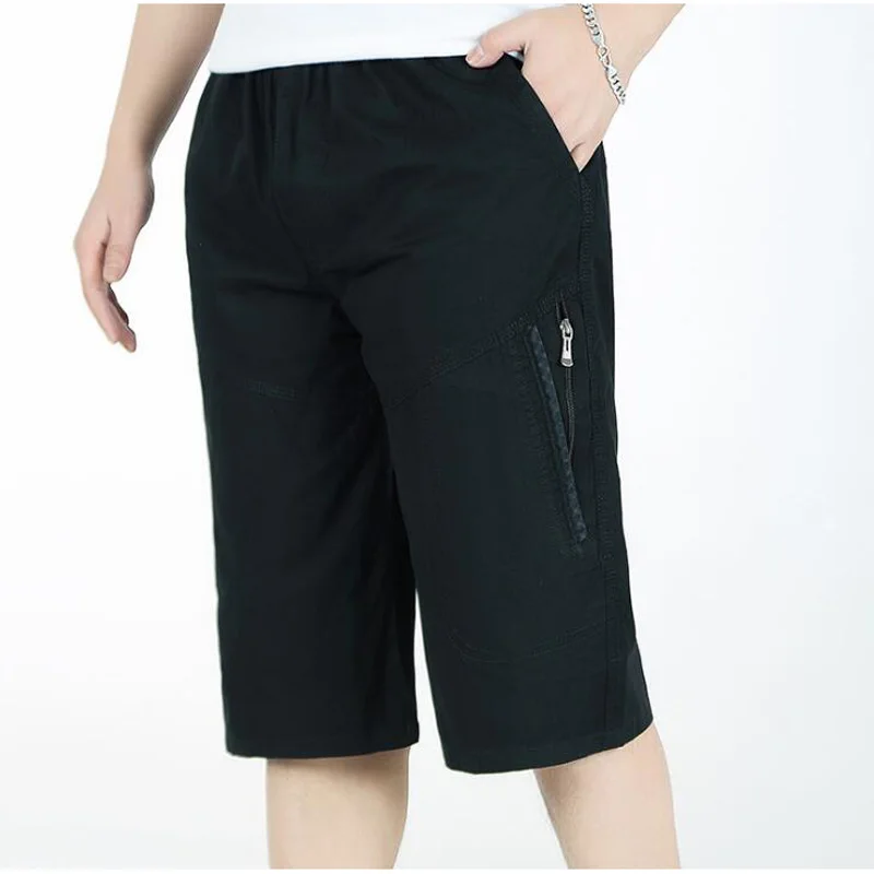Новые мужские брюки модные повседневные хлопковые мужские брюки для отдыха 3/4 мужские брюки - Цвет: Черный