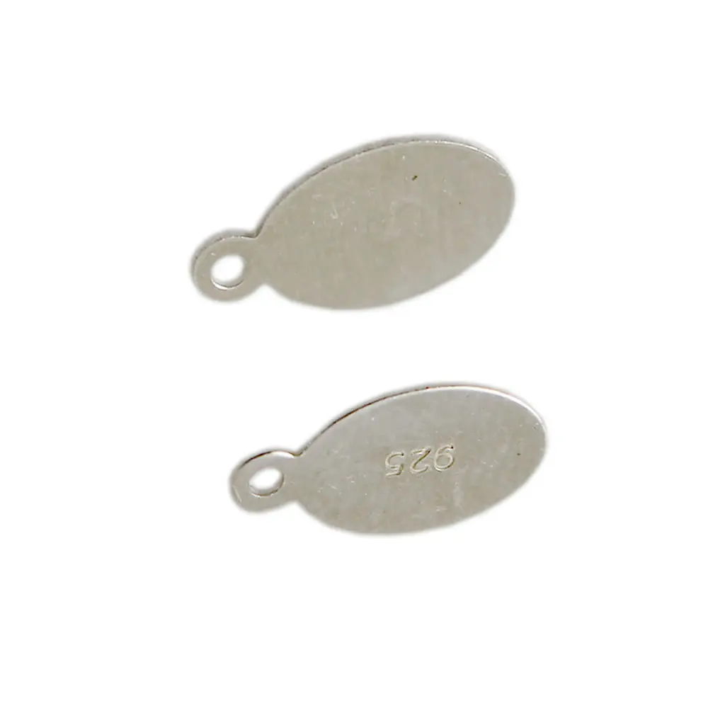 

Beadsnice Solid Sterling Silver Oval Engravable Tag Charms 925 Stamping Pad for Pendant Charms Necklace DIY Making ID28327