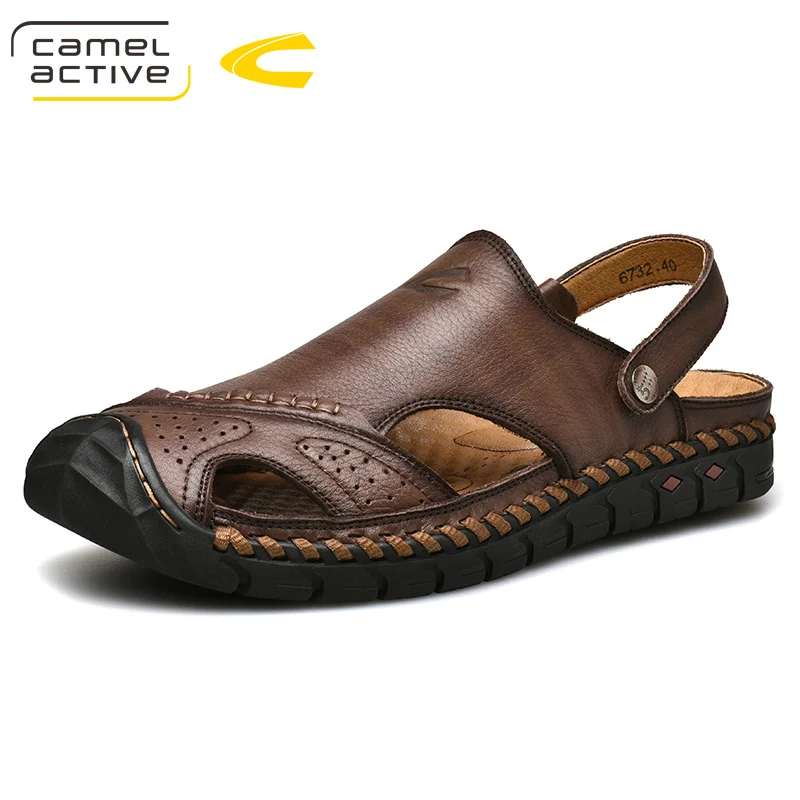 Коричневый Camel Active/ г. Новые сандалии из натуральной кожи мужская деловая обувь повседневные шлепанцы пляжные сандалии с открытым носком - Цвет: Коричневый