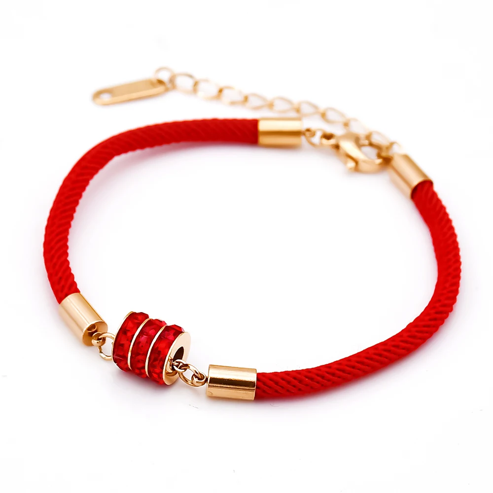 QLZBAO Модные женские и мужские очаровательные красные веревочные браслеты трехслойные ААА красные хрустальные браслеты для женщин Pulseira ювелирные изделия оптом