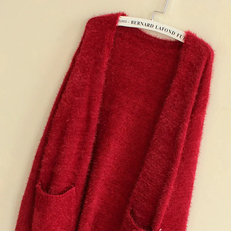 Hippocampus knitted long cardigan women high elastic casula women sweater plus size women clothing long sleeve ladies top pink