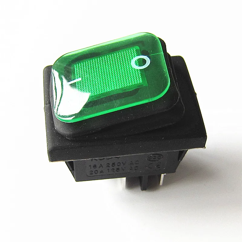 

Joying Liang KCD4 Waterproof 4PN Green Button with Light Silver Plated Contacts ON/OFF 4-foot Rocker Switch Power Switches 1pc