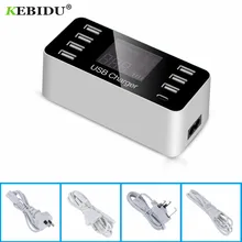 KEBIDU 7 портов usb type C 5 В/8A розетка зарядное устройство с ЖК-дисплеем для смартфонов планшетных ПК и ЕС/США адаптер