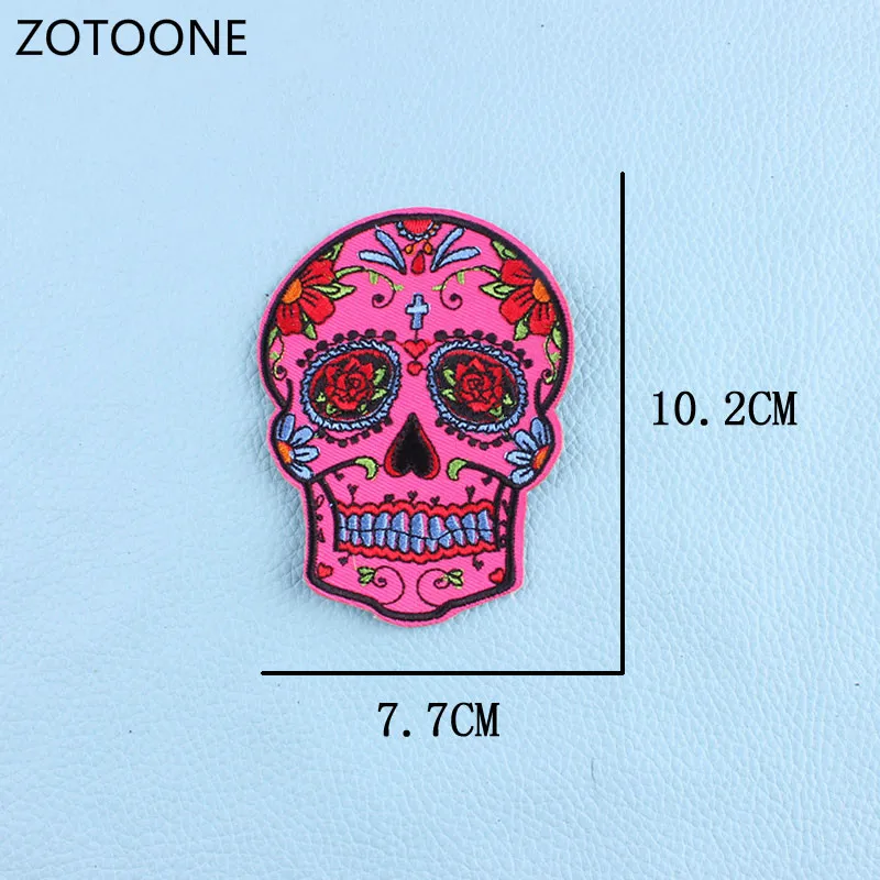 ZOTOONE шт. 1 шт. вышивка сахарный череп патч утюг на нашивки для Одежда Наклейки на одежду украшения аппликация панк Рок Группа C - Цвет: 802