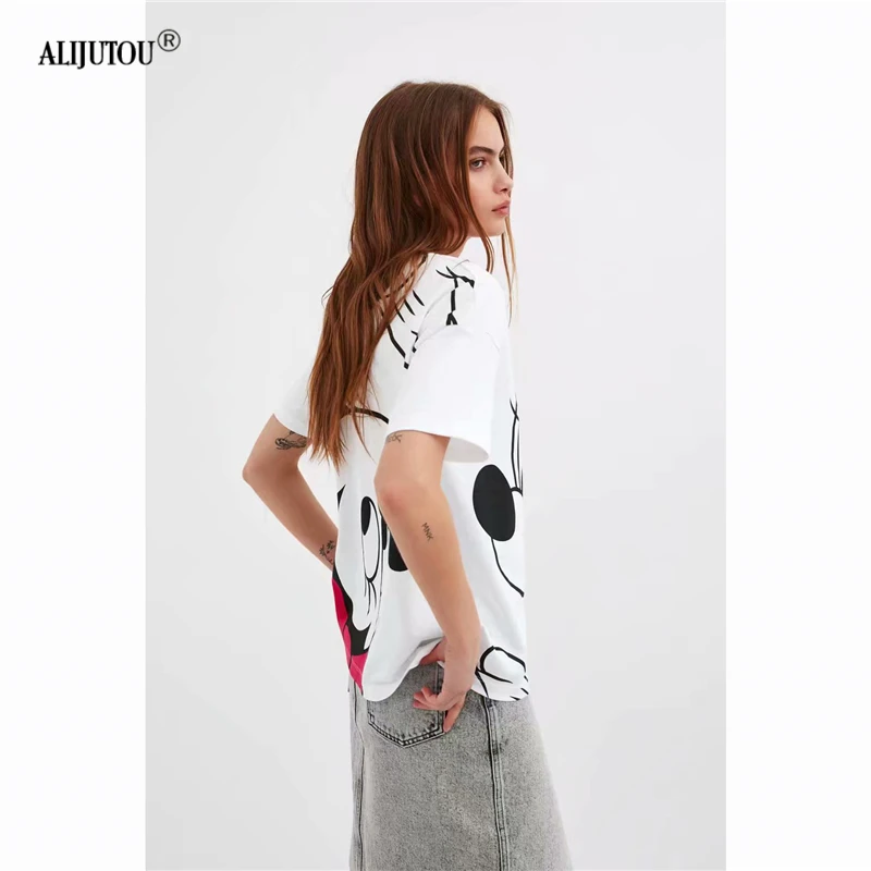 Zaraing 2019 New Cute Cartoon Mickey Mouse T Shirts For Women Elegant Harajuku Minnie T Shirt Girl Casual Tops Female Print Tees