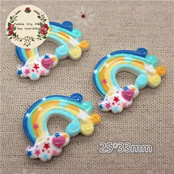 10pcs Cute Resin Rainbow Smile Cloud Flatback Cabochon for DIY Crafts and Decoration (Blue star rainbow)