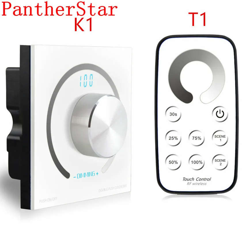 

DC12V-24V Rotary single color touch panel dimmer Switch knob RF wireless Remote led dimmer controller for 5050 led strip lamp