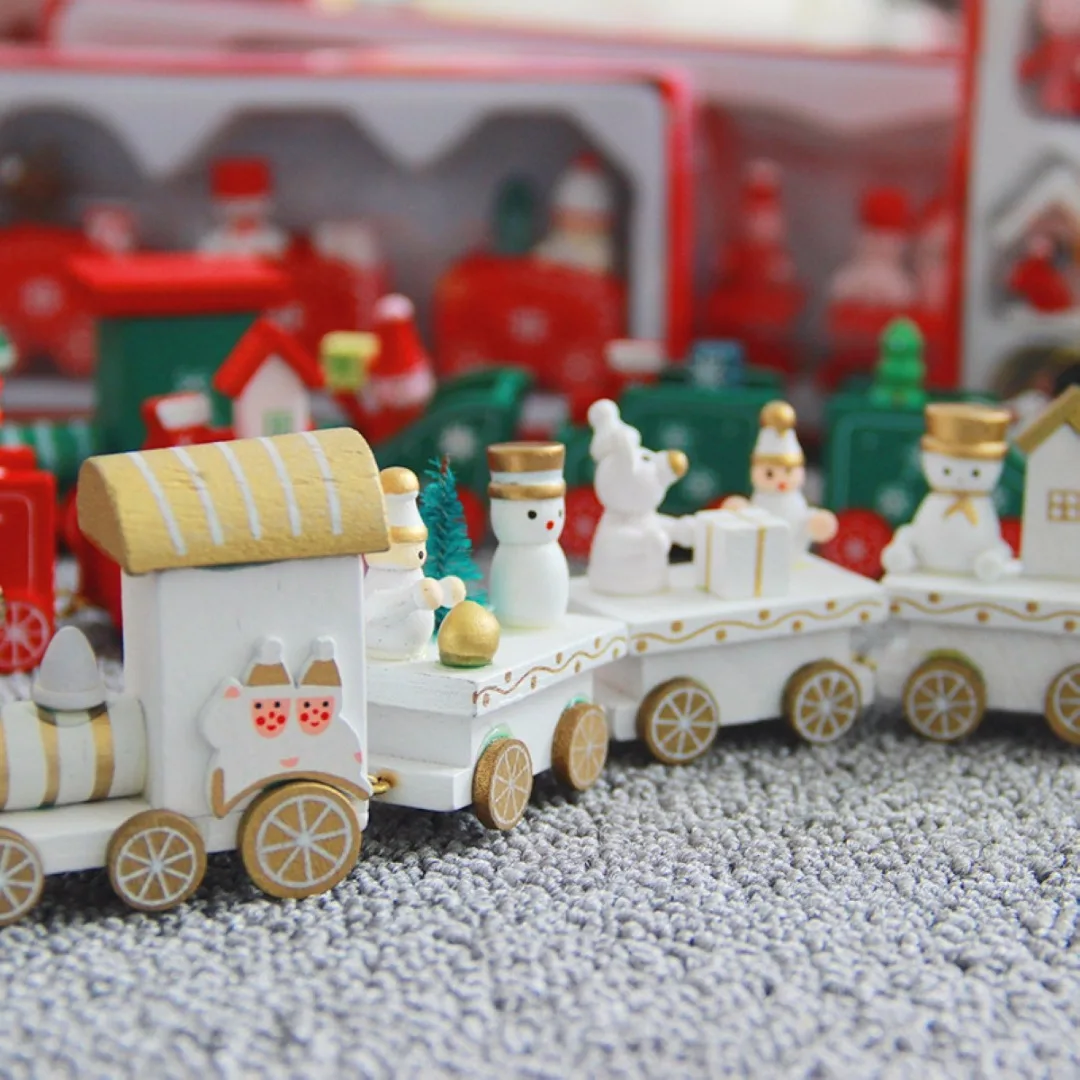 New Christmas Creative Wooden Train Santa Claus Festival Ornament Kids Gift Toy New 2 Color
