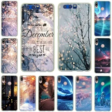 Пейзаж зимний светильник снег жесткий чехол для телефона huawei P30 P20 P9 P10 Plus P8 Pro Lite Mini P smart Z Plus