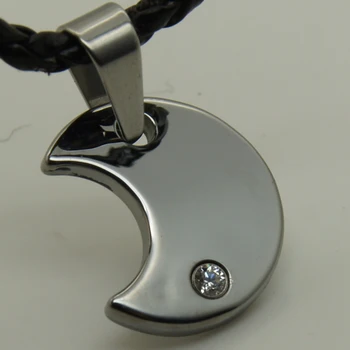 

men/women jewelry moon clear cz hi-tech scratch proof tungsten pendant necklace