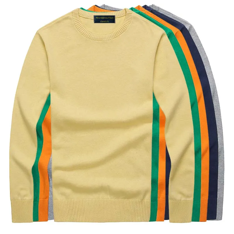 Men's Cotton Sweater Men Long Sleeve Pullovers Outwear Man O-Neck sweaters Tops Loose Solid Fit Knitting Clothing 8Colors New