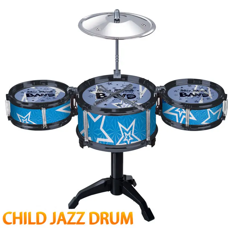 New Children"s jazz drum percussion kid"s Musical Instruments gift toy blue and red Drum kit