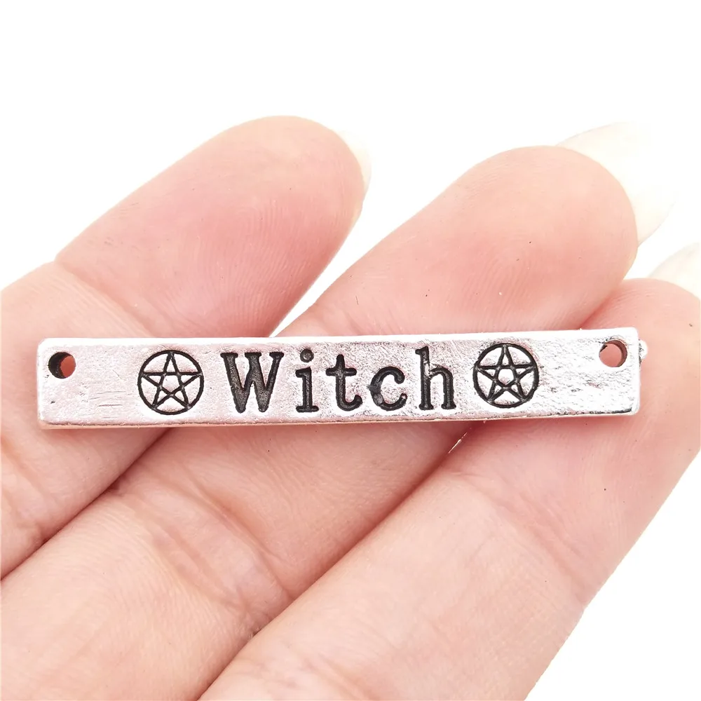 Bulk 30pcs Zinc Alloy Metal Pentacle Witch Connector Charms Rectangle