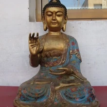 Песня voge gem S1094 Тибет Буддизм бронзовый Gild перегородчатой Шакьямуни Татхагата Статуя Будды