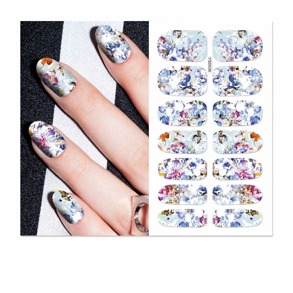 LCJ Цветущий цветок Полный Обертывания дизайн ногтей переводная вода Маникюр виды наклеек на ногти наклейки