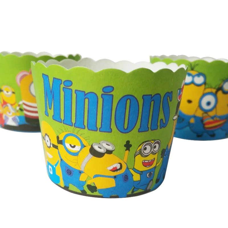 

50PCS New arrival Cute Green Minions Dots Paper Cupcake Liner Baking tool Muffin Cup Case Tray Cake Mold wedding birthday party