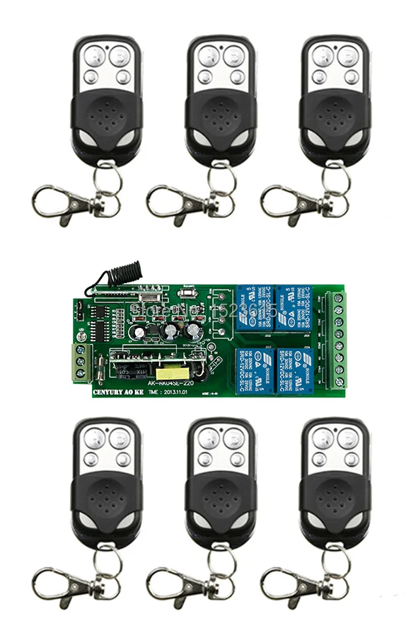 

85v~250V 110V 220V 240V 4CH RF Wireless Remote Control Relay Switch Security System Garage Doors 1 x Receiver &6x Transmitter