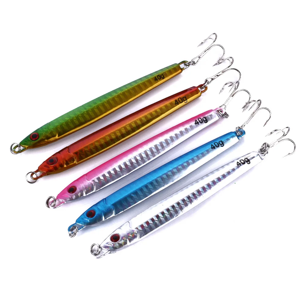 

5Pcs Metal Jigging Fishing Lures Spoon 30g 40g Hard Jig Lure Fishing Tackle Sinking Lead Bait Wobblers