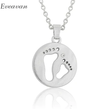 

EUEAVAN 30pcs Cute Baby Mother Footprint Pendant Necklace Silvery Warm Jewelry Gift For Mom