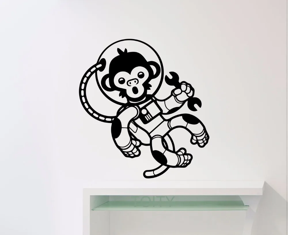 Monyet Astronot Kosmonot Stars Wall Stiker Nursery Vinyl Decal