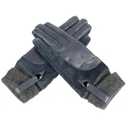 Новый Для мужчин Для женщин кожаные перчатки мягкие утолщаются с бантом зимние кожаные перчатки осень Дамская мода брендовые черные