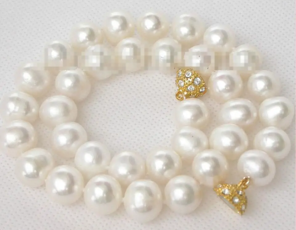 

Hot sale new Style >>>>> luster natural 17" 13mm white pearls necklace magnet clasp j9051