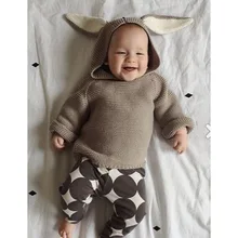 2017 New Hot Autumn and Winter Baby Boys and Girls Long-sleeved Hoodie Fashion Sweater with Rabbit Ear Cap