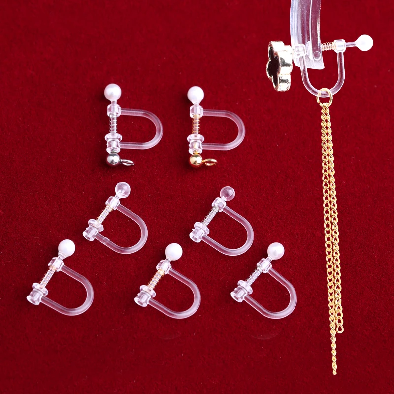 

Resin ear clip Female U type spring Transparent Invisible Painless Earless hole Clip type Hand made diy ear accessories