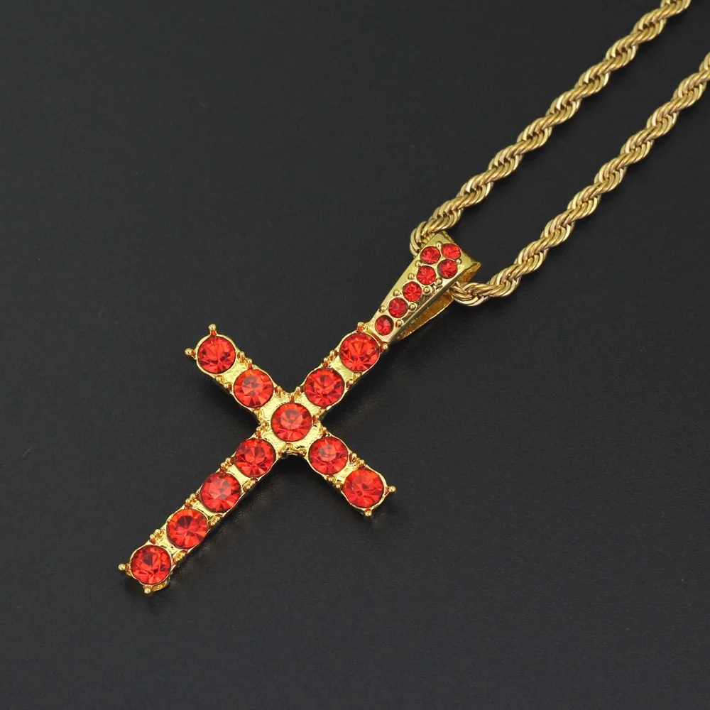 Распродажа 26 стилей хип-хоп крест Иисуса кулон ожерелье ювелирные изделия для мужчин ICED OUT BLING N07