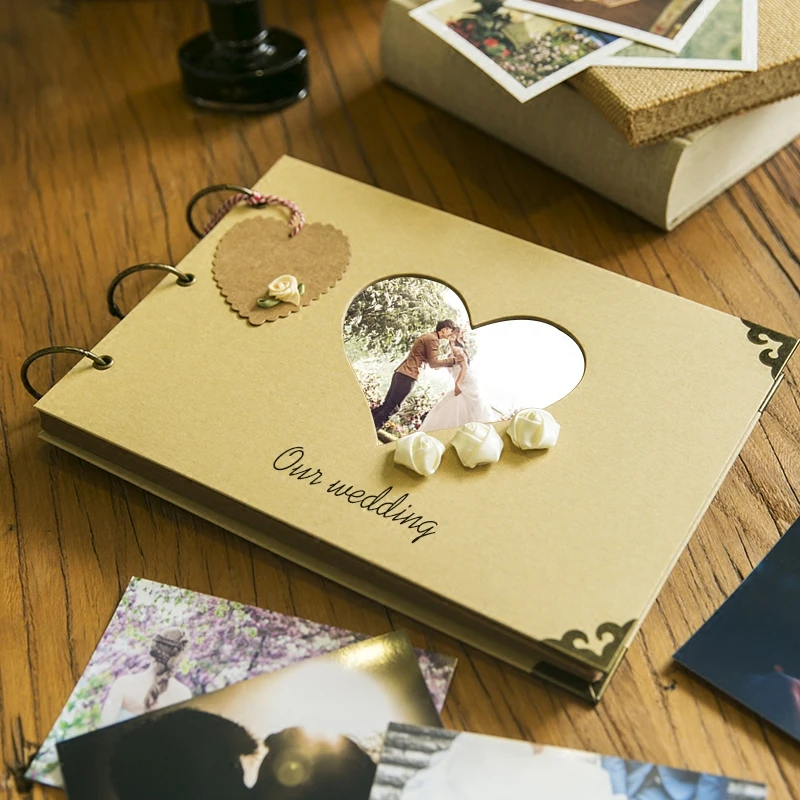 ホット販売diyアルバムスクラップブックペーパークラフトハート手作りカバー写真ホルダーかわいいスクラップブック写真フレームの装飾フォトアルバム Diy Album Photo Albumscrapbooking Photo Frames Aliexpress